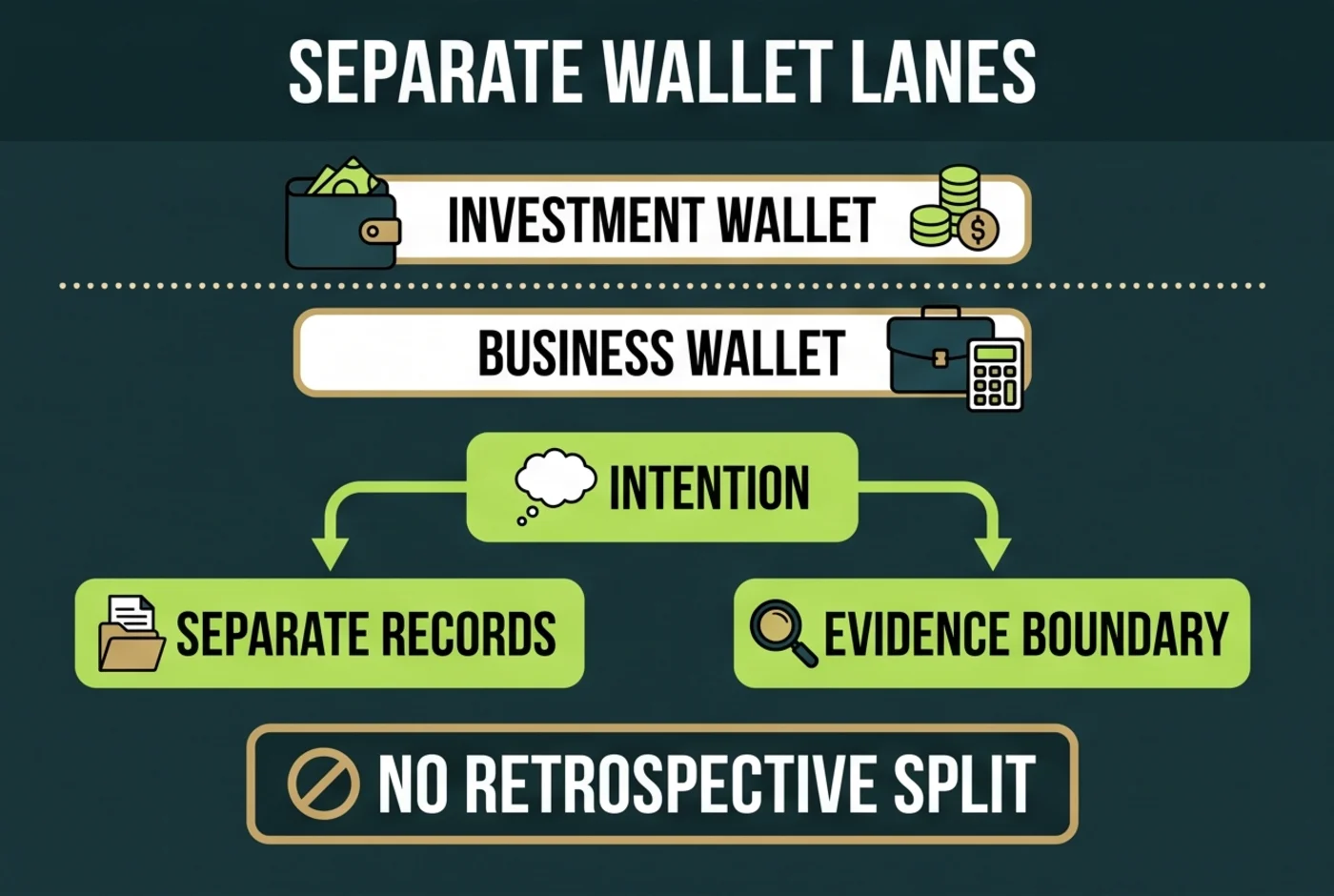 Separate Australian crypto investment and business wallet lanes