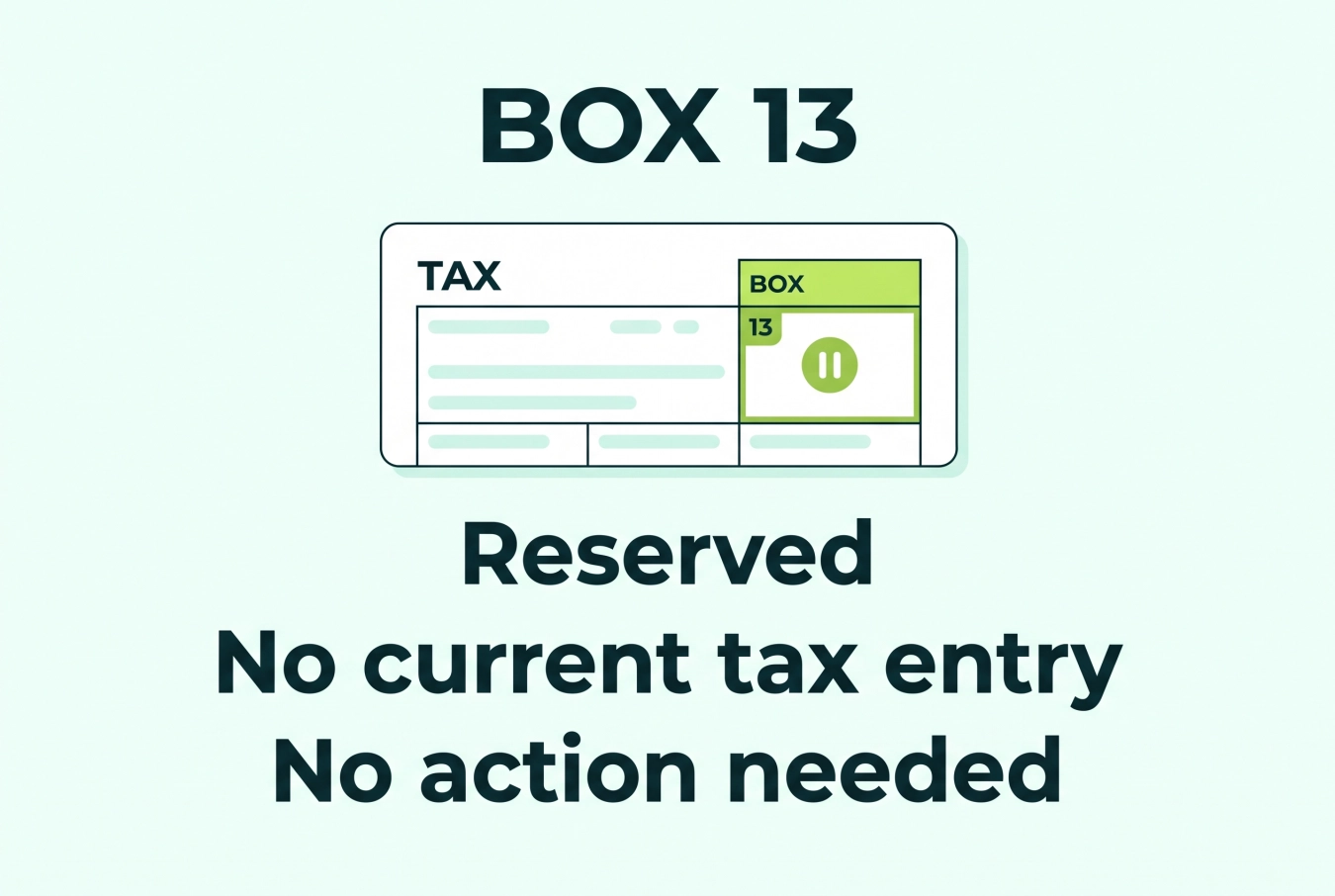 Form 1099-DA box 13 marked reserved with no current tax entry or action needed