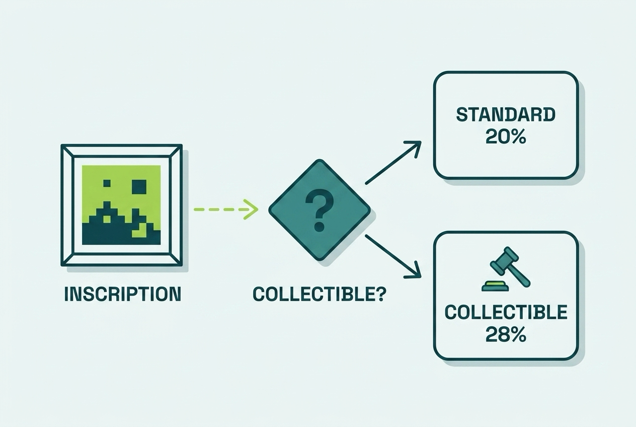 Diagram of the look-through analysis routing an inscription toward standard or collectible tax rates