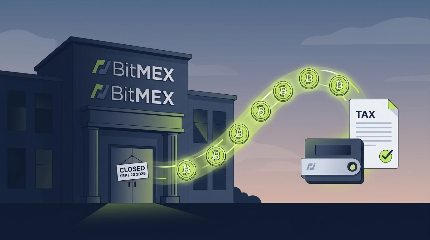 Count On Sheep | BitMEX shutdown 2026 tax guide showing the exchange closing while the tax trail continues to the IRS