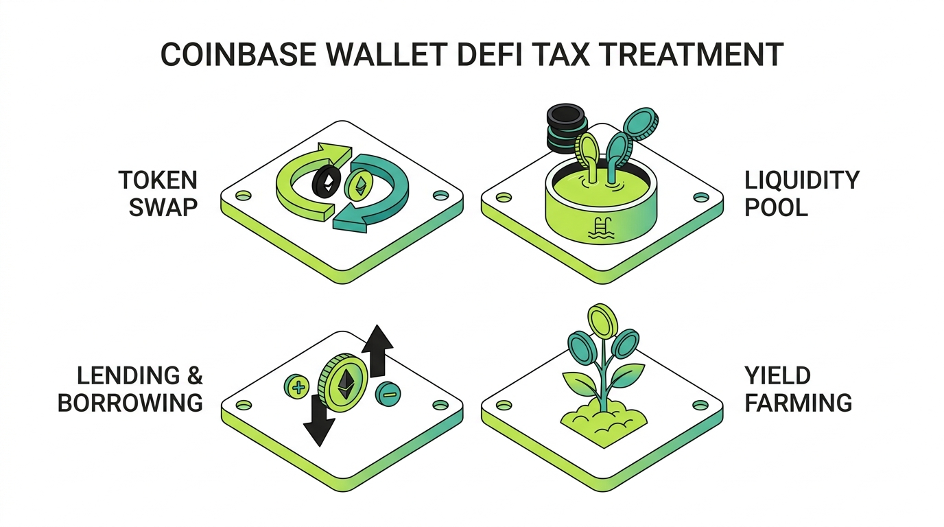 How Coinbase Wallet DeFi actions are taxed: token swaps, liquidity pools, lending and borrowing, and yield farming