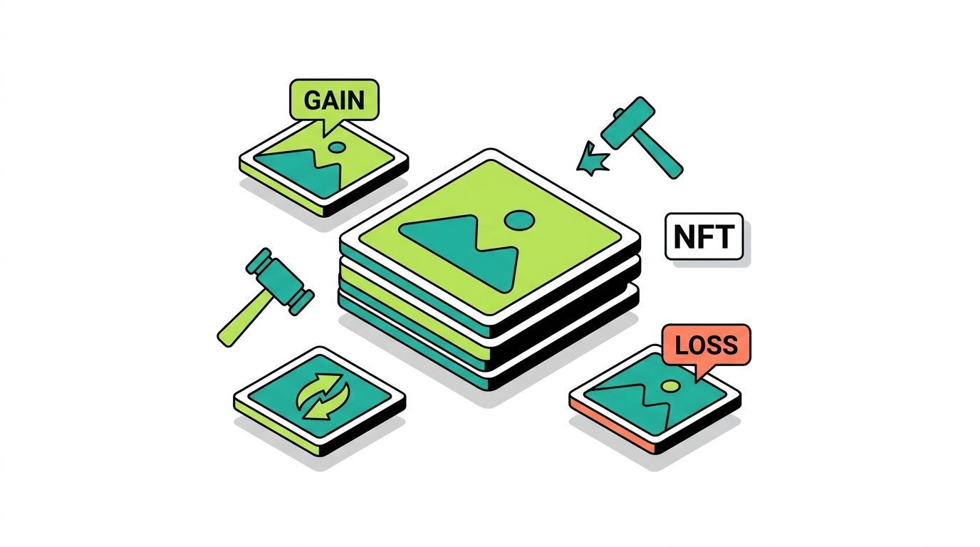 NFT activity on Crypto.com and Cronos: minting, buying, and selling NFTs with gain and loss tags