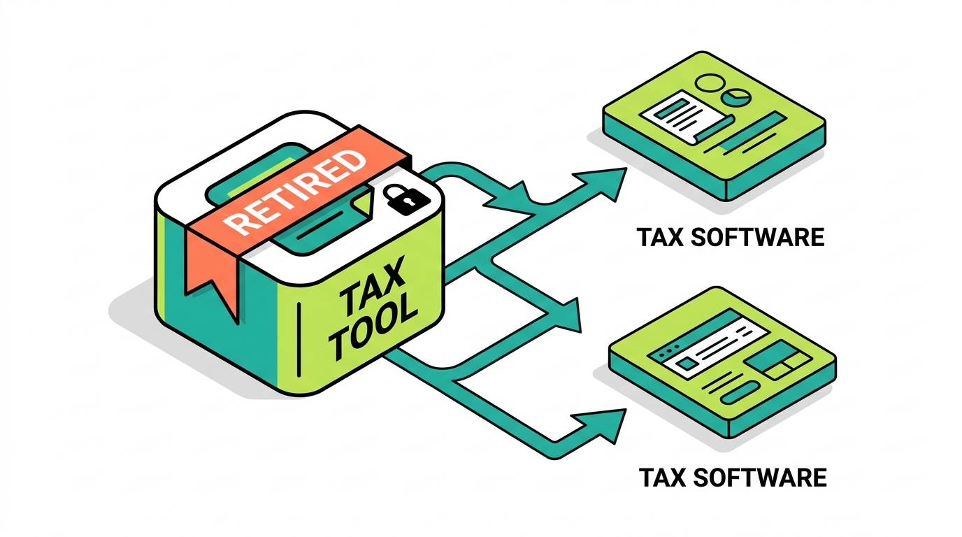 The retired Crypto.com Tax tool with arrows routing users toward third-party tax software partners