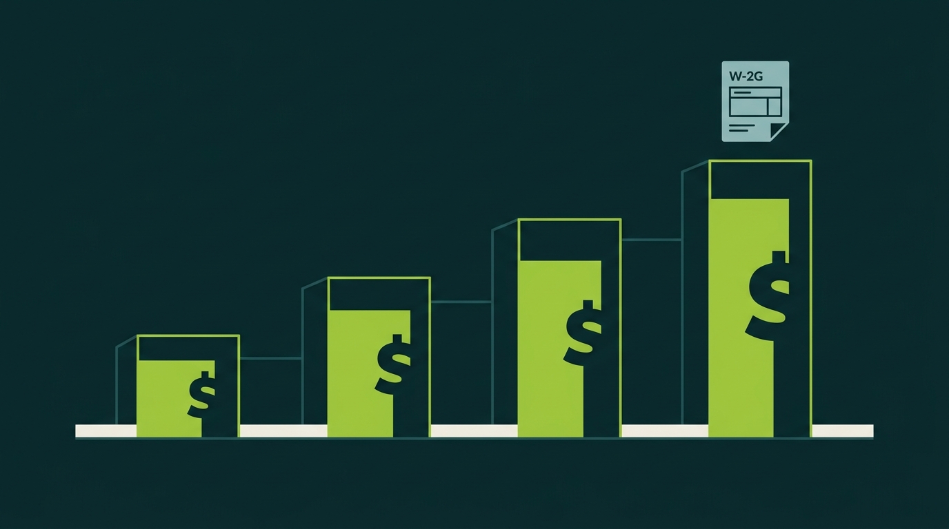 Threshold visualization showing federal reporting trigger amounts for gambling