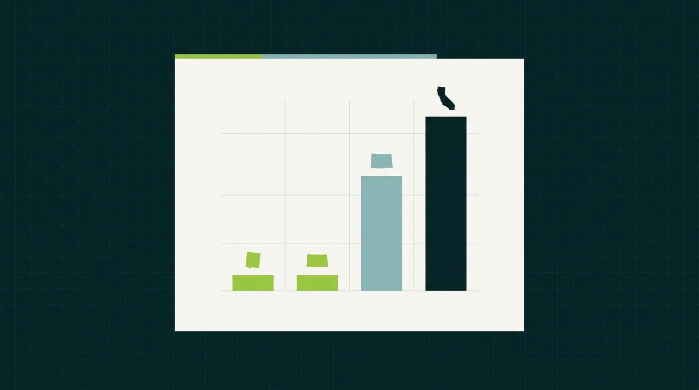 Bar chart comparing top state income tax rates for crypto gains by state