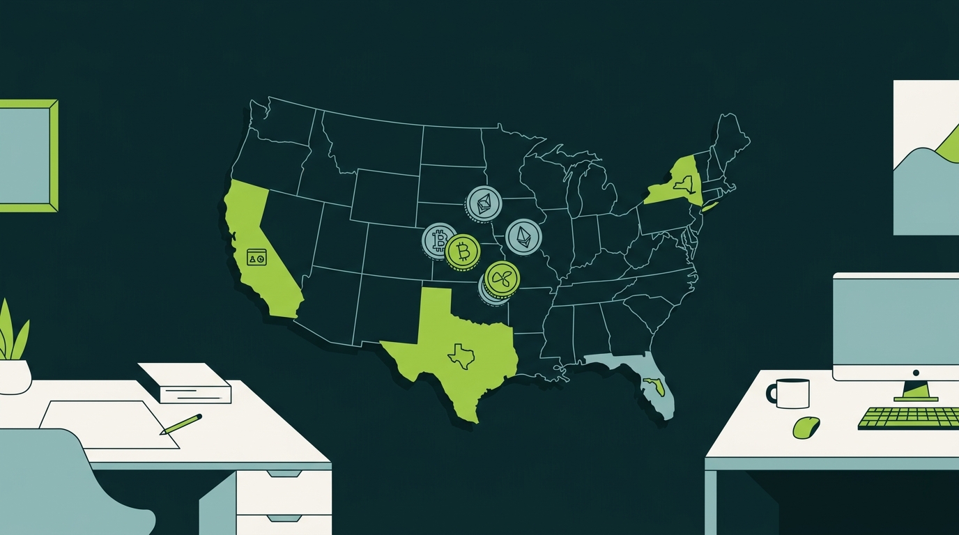 Crypto tax comparison by state for Texas Florida California and New York