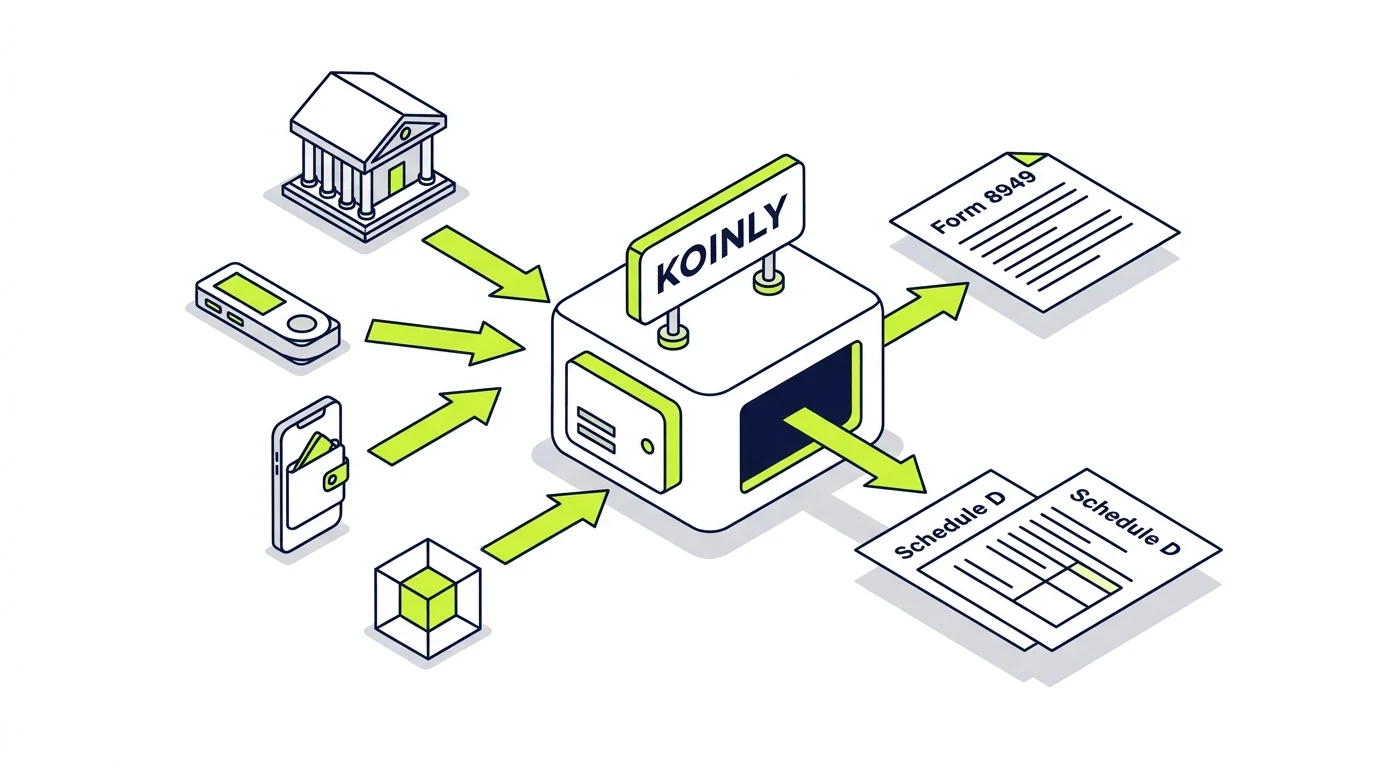 Count On Sheep | The Ultimate Koinly Guide 2026 showing the full workflow from wallet imports to finished tax reports