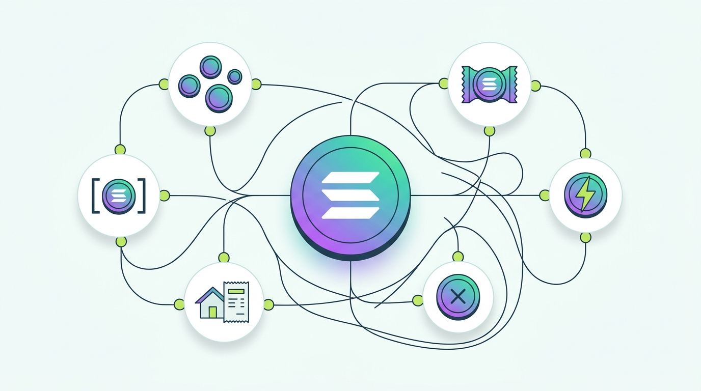 Diagram of Solana-specific tax complexity including SPL tokens, wrapped SOL, token account rent, and priority fees