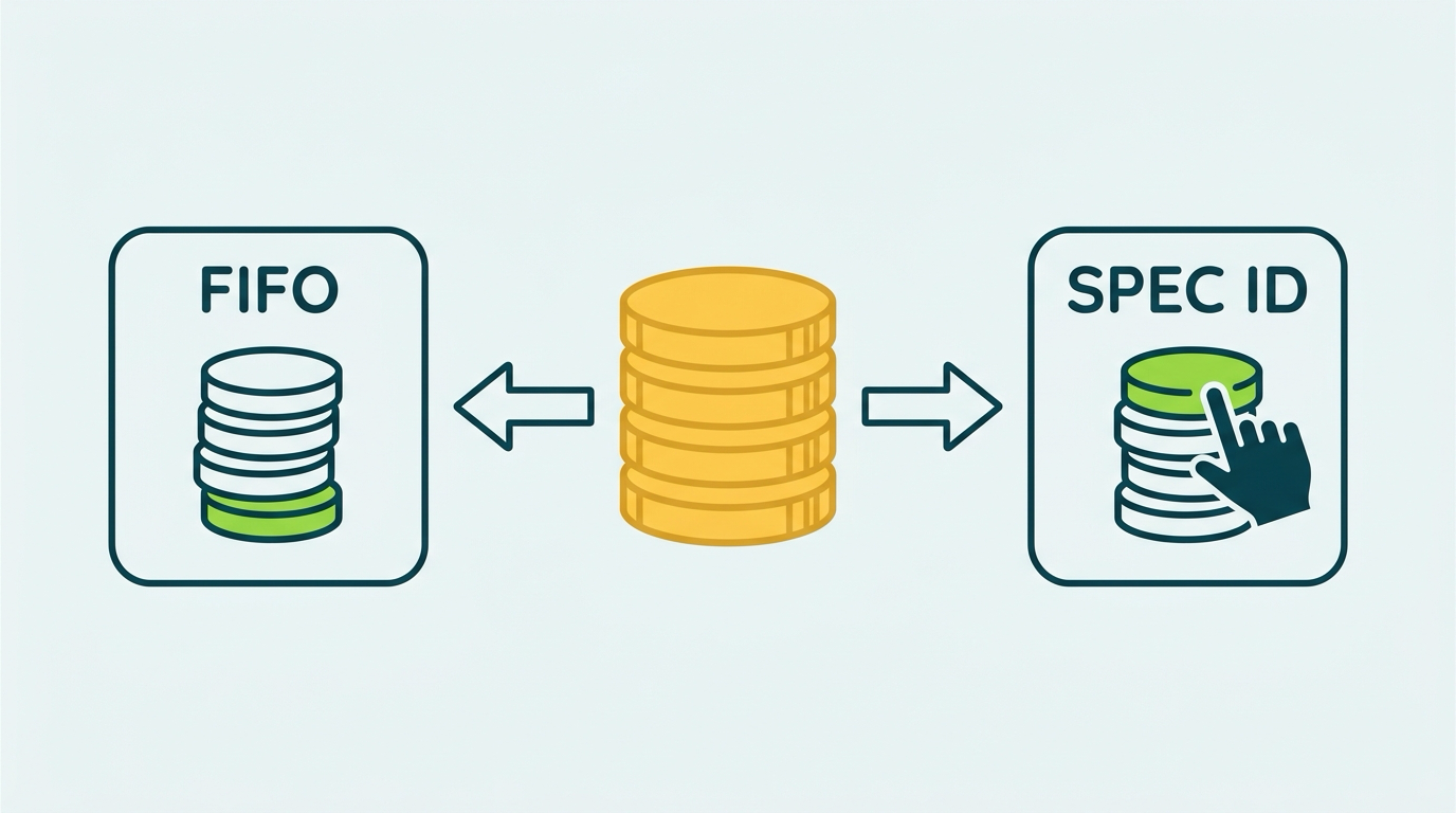 Comparison of FIFO and HIFO lot selection when selling part of a bitcoin stack