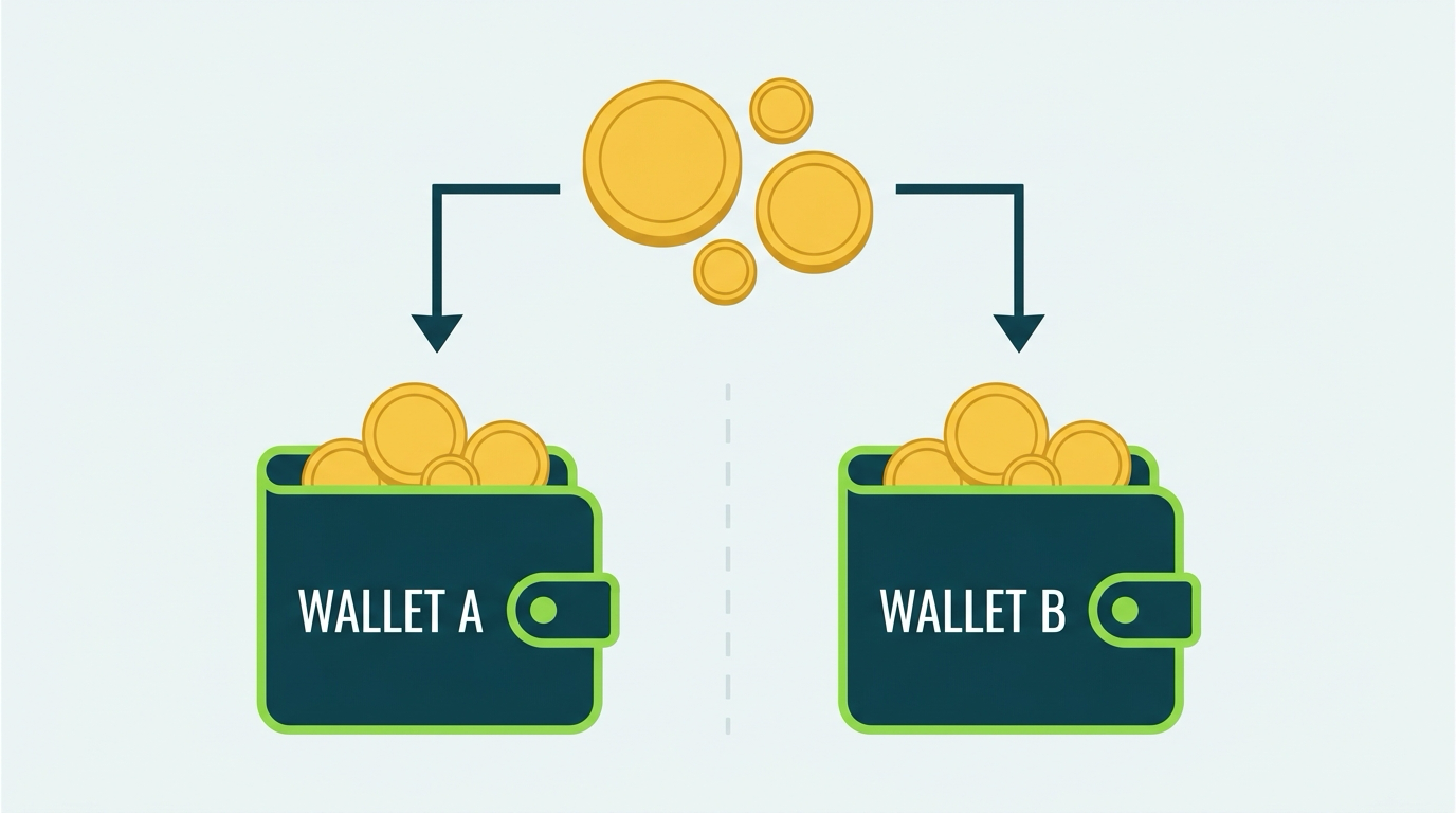 Illustration of bitcoin cost basis lots being assigned to separate wallets under per-wallet tracking