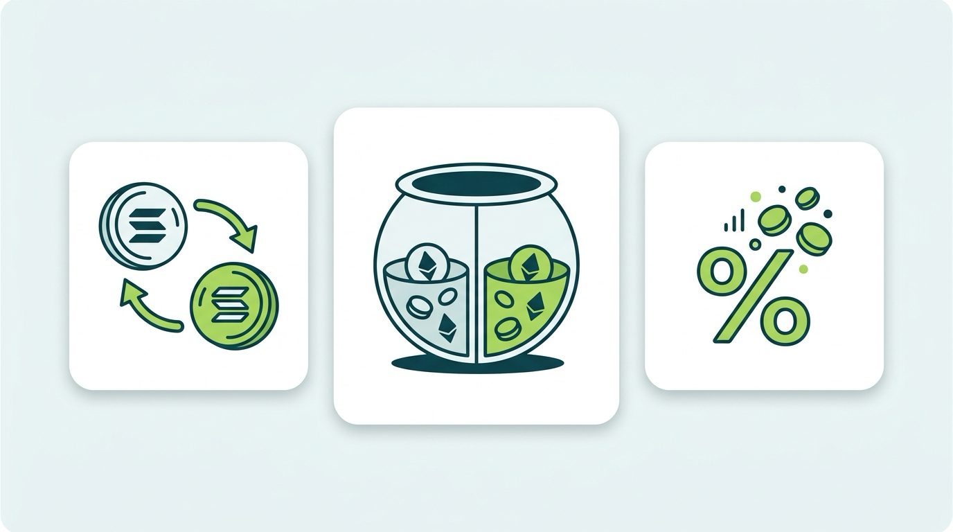 Count On Sheep | Solana DeFi taxes 2026 guide hero illustration featuring swaps, liquidity pools, and lending