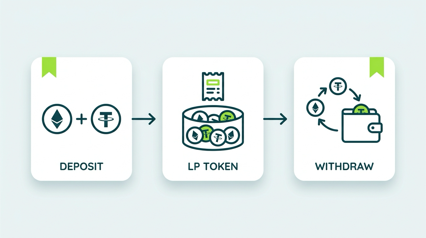 Flow diagram of a Raydium liquidity position from token deposit to LP token to withdrawal, marking the taxable moments