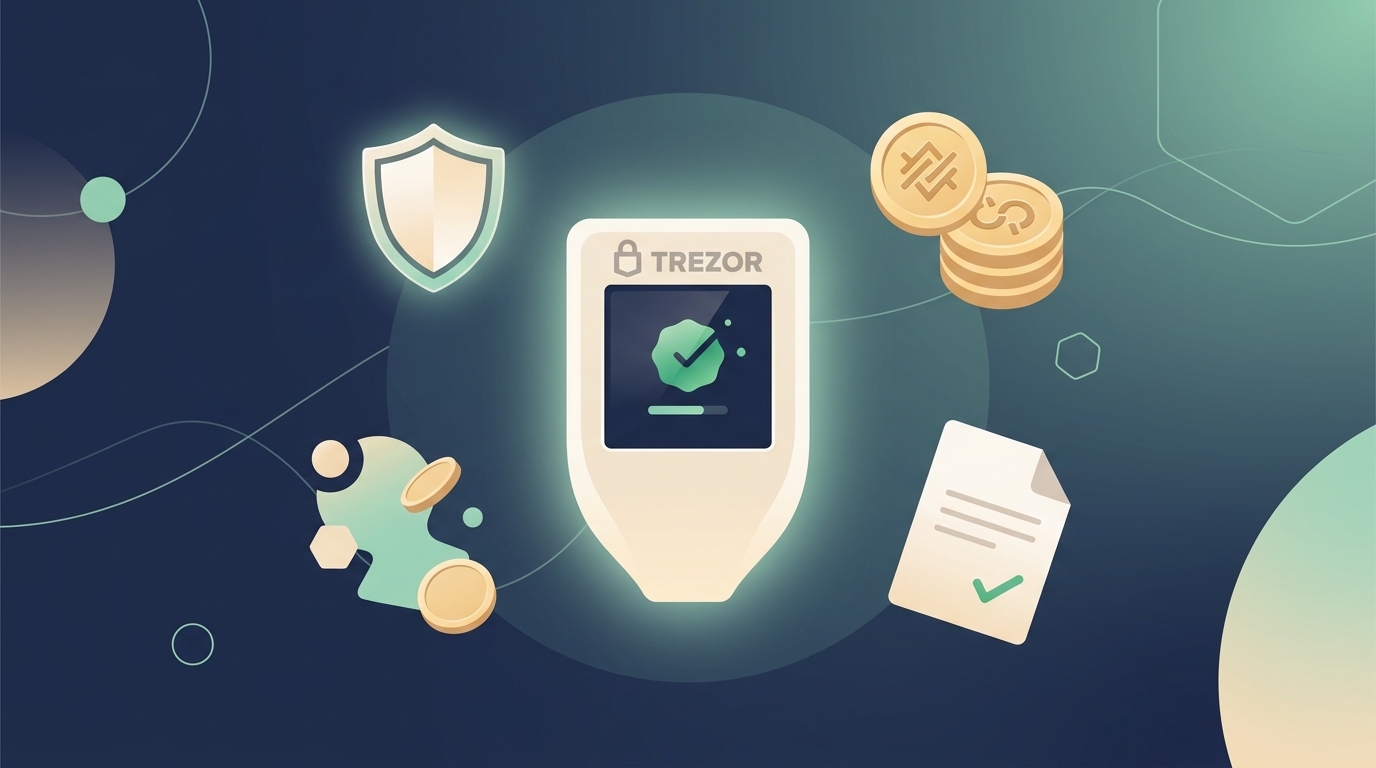 Count On Sheep | Trezor hardware wallet taxes 2026 guide hero illustration