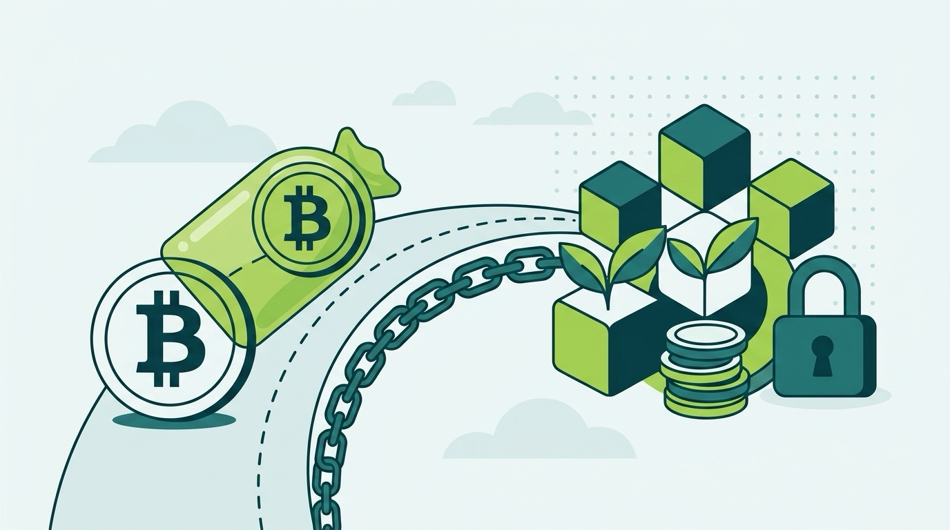 Count On Sheep | Wrapped Bitcoin and BTC DeFi taxes 2026 guide hero illustration showing bitcoin moving into DeFi