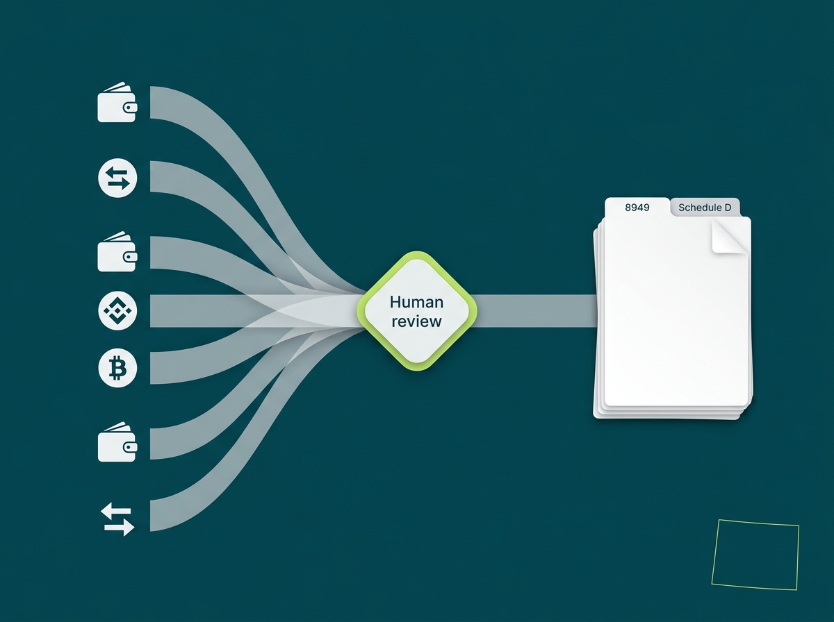 Colorado crypto tax professional flow illustration