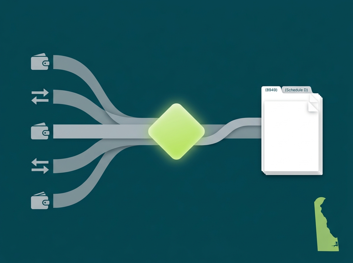 Delaware crypto tax professional flow illustration