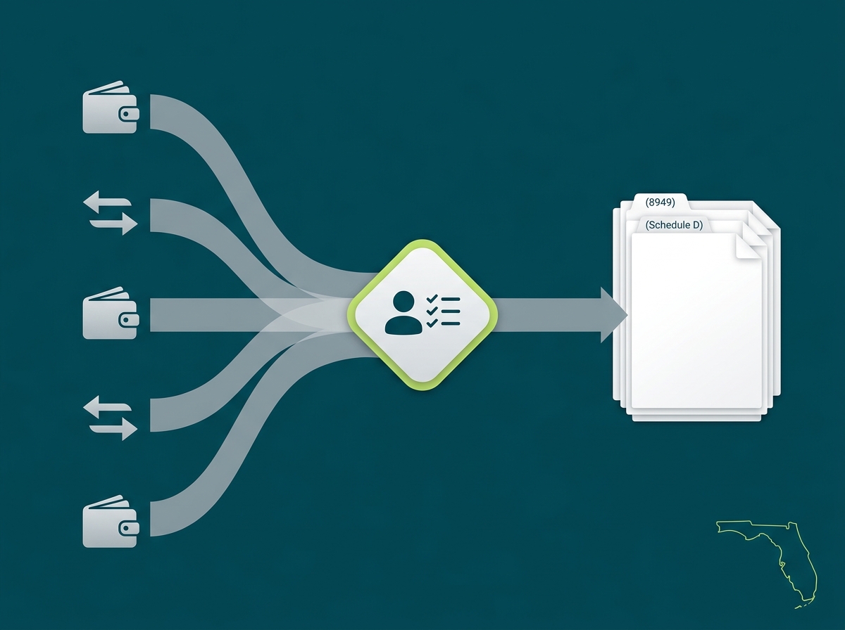 Florida crypto tax professional flow illustration