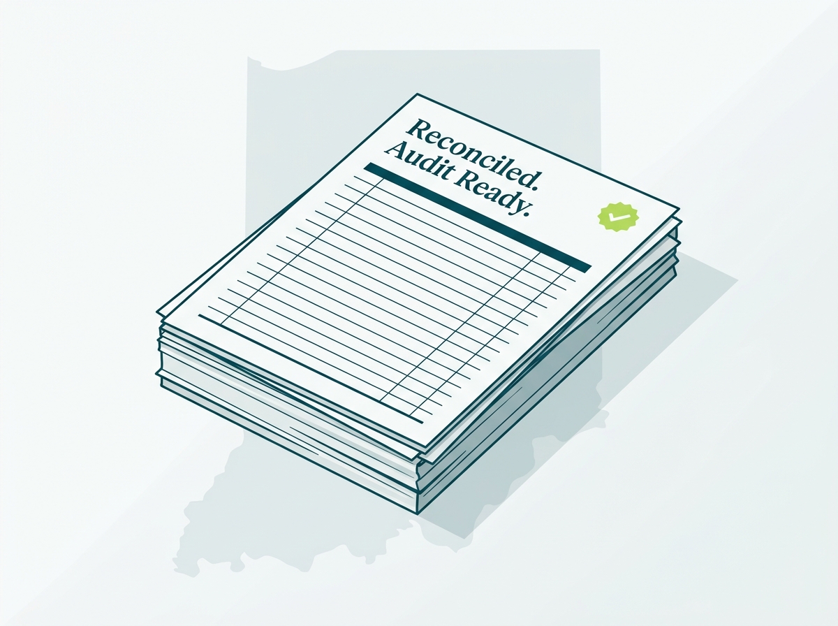 Indiana crypto tax professional audit-ready report illustration