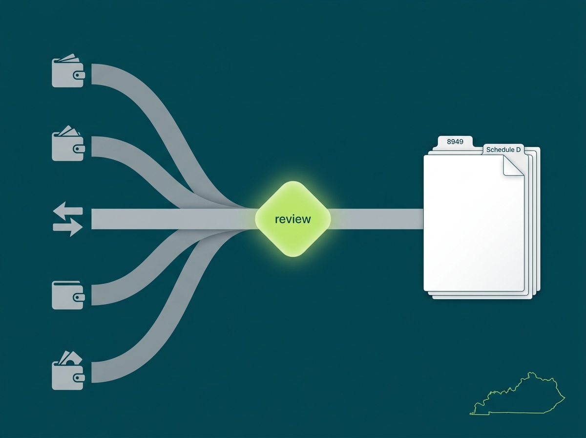 Kentucky crypto tax professional flow illustration