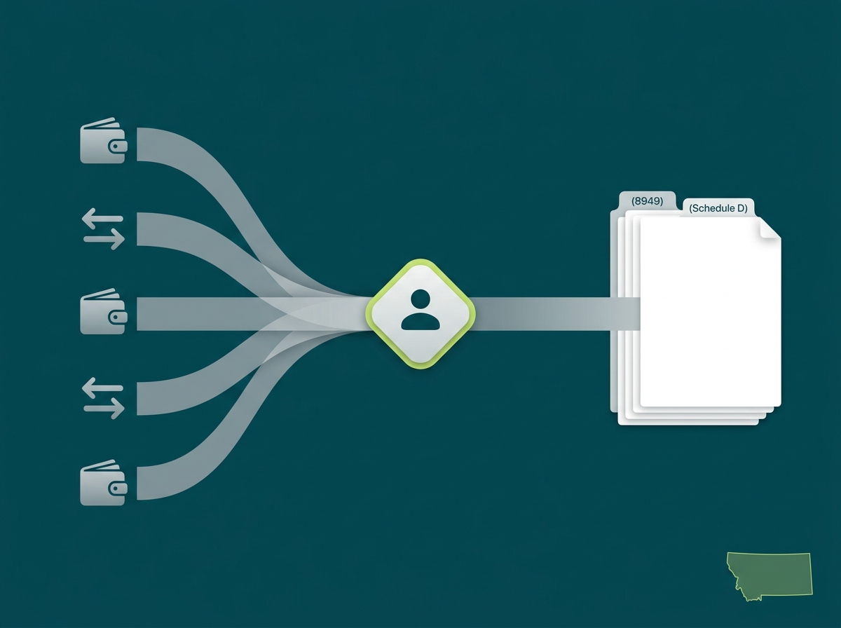 Montana crypto tax professional flow illustration