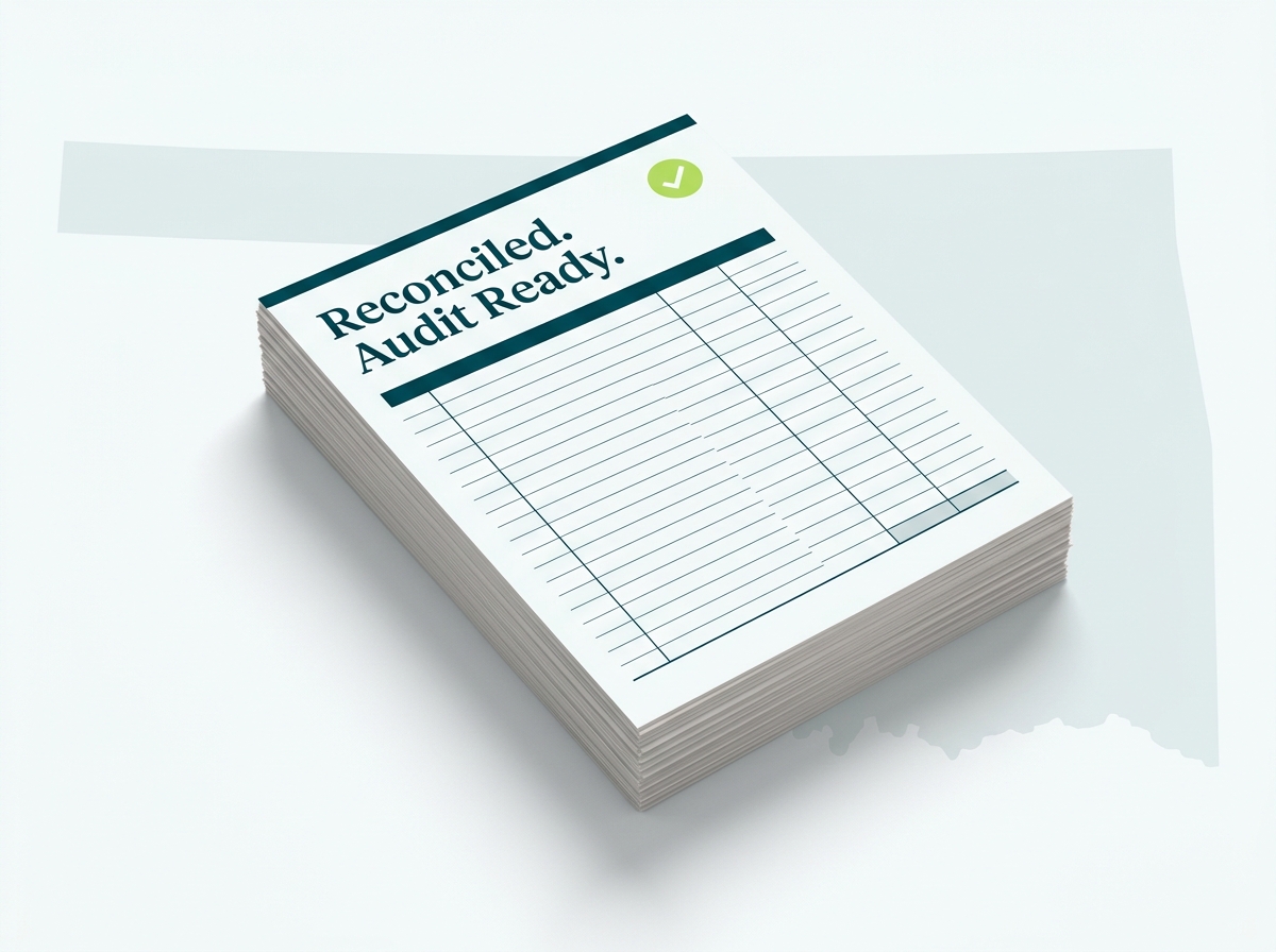 Oklahoma crypto tax professional audit-ready report illustration