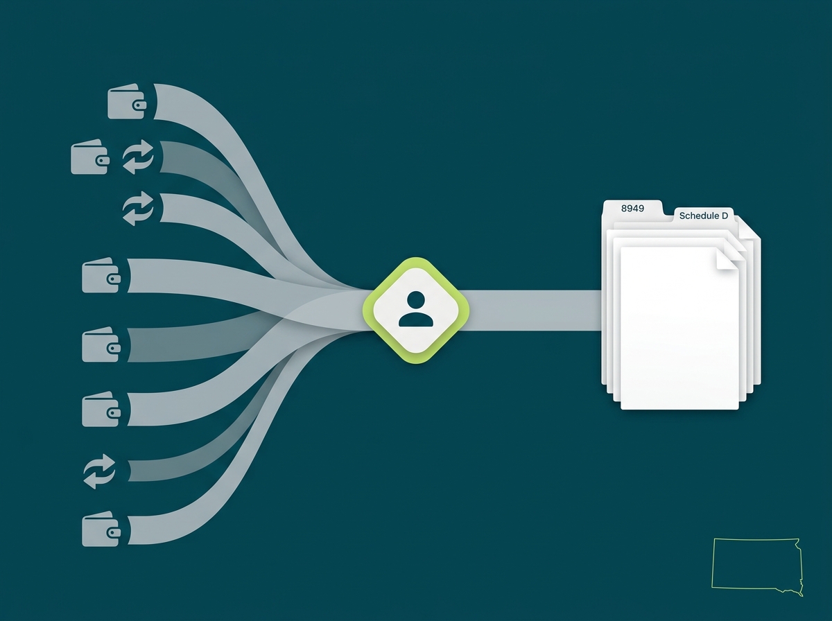 South Dakota crypto tax professional flow illustration