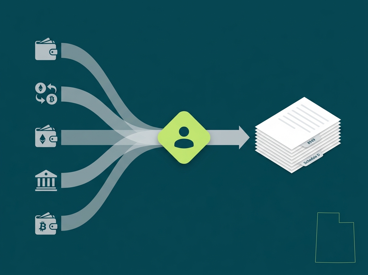 Utah crypto tax professional flow illustration