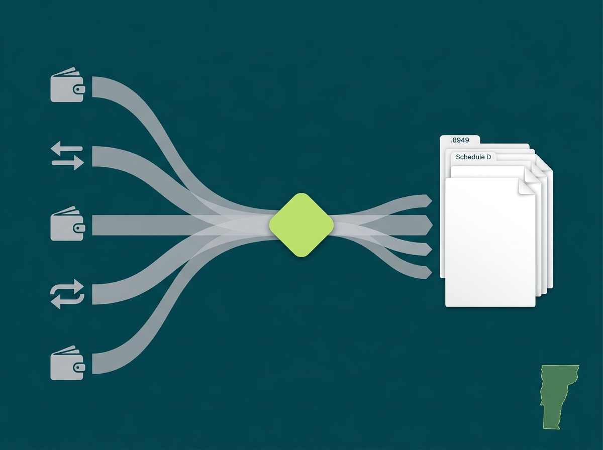 Vermont crypto tax professional flow illustration